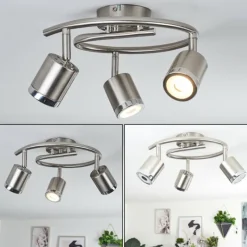 hofstein Plafonnier Autilla LED Nickel mat, Blanc, 3 lumières