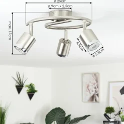 hofstein Plafonnier Autilla LED Nickel mat, Blanc, 3 lumières