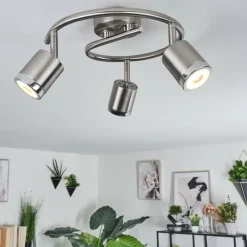 hofstein Plafonnier Autilla LED Nickel mat, Blanc, 3 lumières