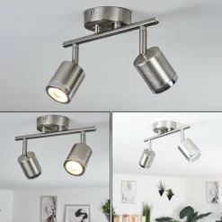 hofstein Plafonnier Autilla LED Nickel mat, Blanc, 2 lumières