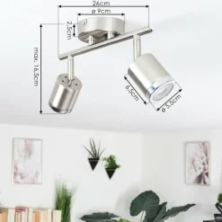 hofstein Plafonnier Autilla LED Nickel mat, Blanc, 2 lumières