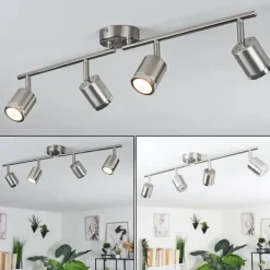 hofstein Plafonnier Autilla LED Nickel mat, 4 lumières