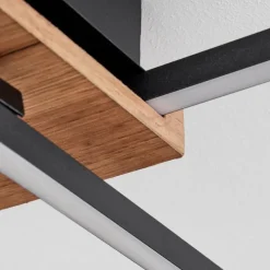 hofstein Plafonnier Avelal LED Bois clair, Couleur bois, Noir, 1 lumière