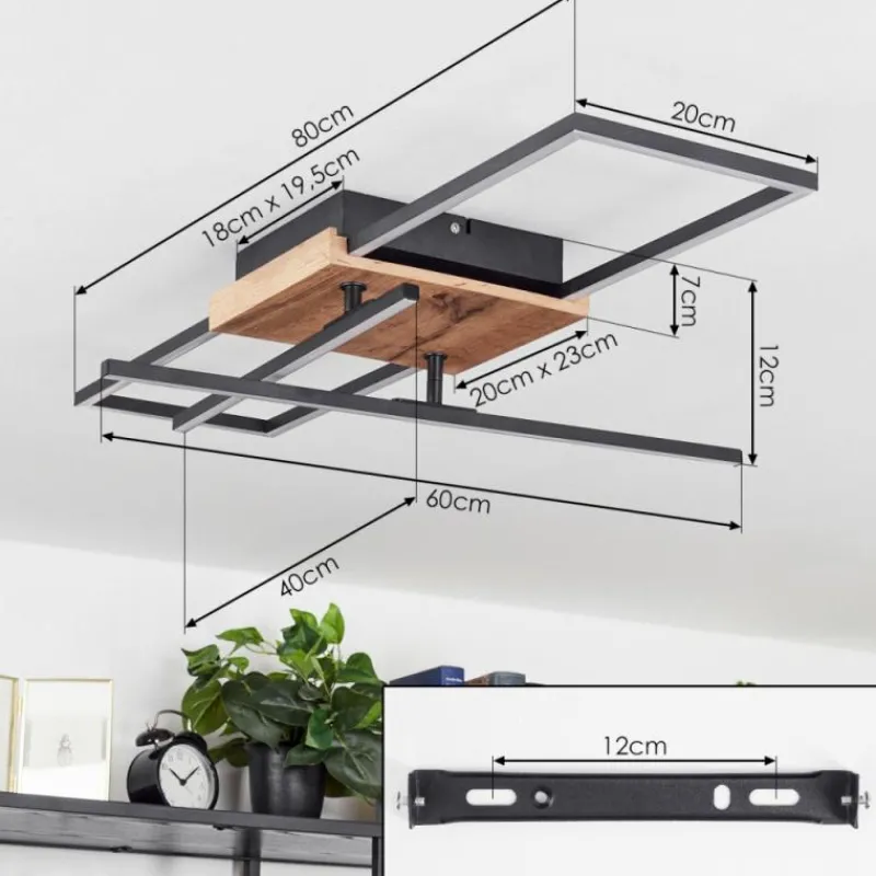 Luminaires Scandinaves-hofstein Plafonnier Avelal LED Bois clair, Couleur bois, Noir, 1 lumière