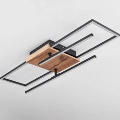 Luminaires Scandinaves-hofstein Plafonnier Avelal LED Bois clair, Couleur bois, Noir, 1 lumière