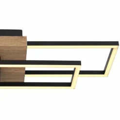 Lampes En Bois-Luminaires Globo Lighting Plafonnier Avelal LED Bois clair, Couleur bois, Noir, 1 lumière