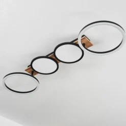 hofstein Plafonnier Avelal LED Brun, Couleur bois, Noir, 1 lumière