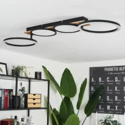 hofstein Plafonnier Avelal LED Brun, Couleur bois, Noir, 1 lumière