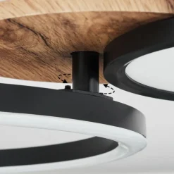 hofstein Plafonnier Avelal LED Brun, Couleur bois, Noir, 1 lumière