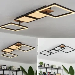 hofstein Plafonnier Avelal LED Brun, Couleur bois, Noir, 1 lumière