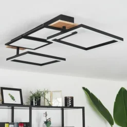 hofstein Plafonnier Avelal LED Brun, Couleur bois, Noir, 1 lumière