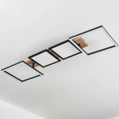 hofstein Plafonnier Avelal LED Brun, Couleur bois, Noir, 1 lumière