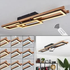 hofstein Plafonnier Ayajasco LED Brun, Couleur bois, Noir, 1 lumière