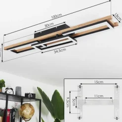 hofstein Plafonnier Ayajasco LED Brun, Couleur bois, Noir, 1 lumière