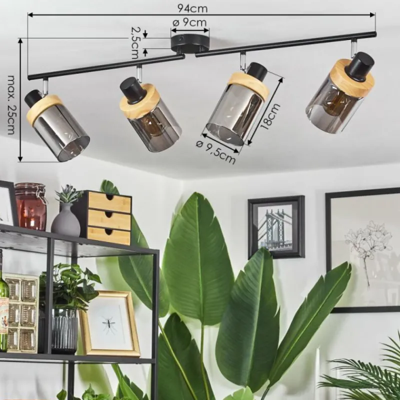 Luminaires Scandinaves-hofstein Plafonnier Azinhalinho Chrome, Noir, 4 lumières