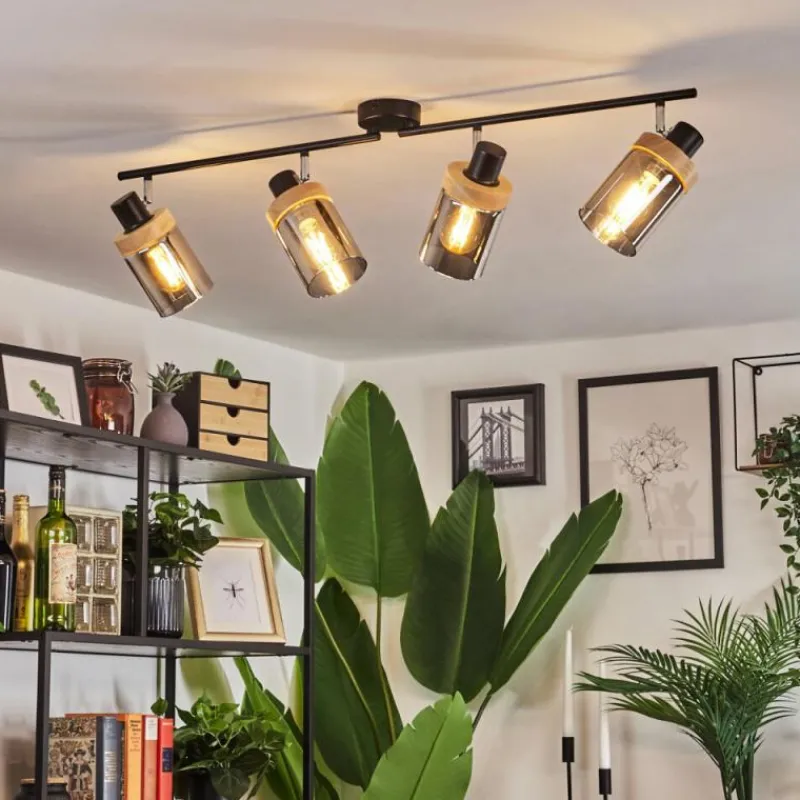 Luminaires Scandinaves-hofstein Plafonnier Azinhalinho Chrome, Noir, 4 lumières