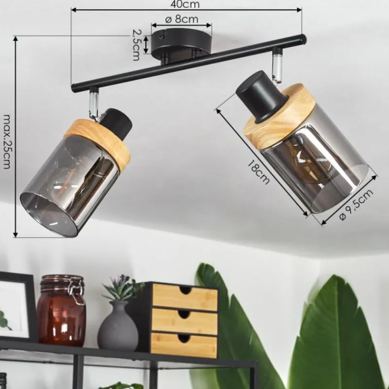 Luminaires Scandinaves-hofstein Plafonnier Azinhalinho Chrome, Noir, 2 lumières