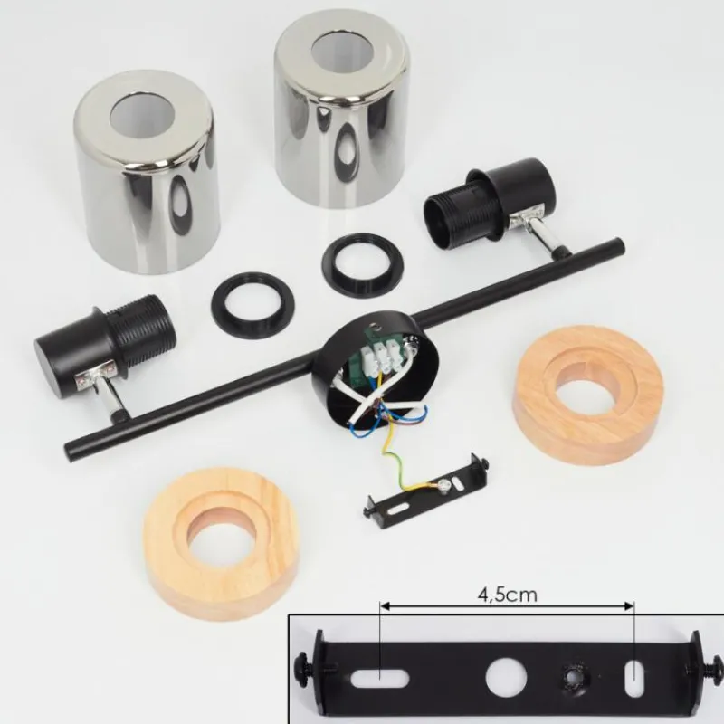 Luminaires Scandinaves-hofstein Plafonnier Azinhalinho Chrome, Noir, 2 lumières