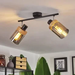 Luminaires Scandinaves-hofstein Plafonnier Azinhalinho Chrome, Noir, 2 lumières