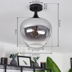 Suspension Verre Fumé-hofstein Plafonnier Azurara Clair, Fumé, 1 lumière