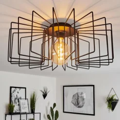 Lampes Vintages & Rétros-hofstein Plafonnier Balaze Noir, 1 lumière