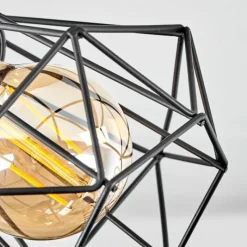 Lampes Vintages & Rétros-hofstein Plafonnier Bardhaman Bois clair, Couleur bois, Noir, 1 lumière