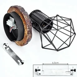 Lampes Vintages & Rétros-hofstein Plafonnier Bardhaman Bois clair, Couleur bois, Noir, 1 lumière