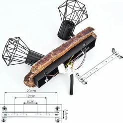 Lampes Vintages & Rétros-hofstein Plafonnier Bardhaman Bois clair, Couleur bois, Noir, 2 lumières