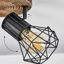 Lampes Vintages & Rétros-hofstein Plafonnier Bardhaman Brun, Couleur bois, Noir, 3 lumières