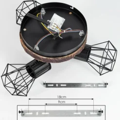 Lampes Vintages & Rétros-hofstein Plafonnier Bardhaman Brun, Couleur bois, Noir, 3 lumières