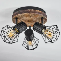 Lampes Vintages & Rétros-hofstein Plafonnier Bardhaman Brun, Couleur bois, Noir, 3 lumières