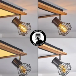 hofstein Plafonnier Bardhaman LED Brun, Chrome, Couleur bois, Noir, 5 lumières