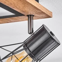 hofstein Plafonnier Bardhaman LED Brun, Chrome, Couleur bois, Noir, 5 lumières