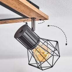 hofstein Plafonnier Bardhaman LED Brun, Chrome, Couleur bois, Noir, 5 lumières