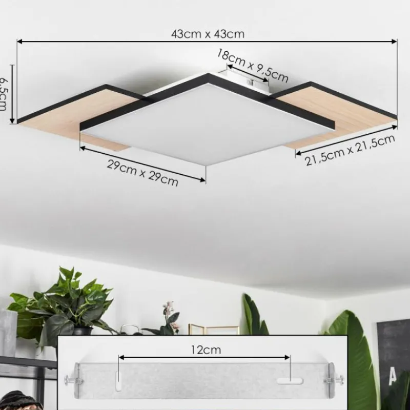 hofstein Plafonnier Barullu LED Bois clair, Noir, Blanc, 1 lumière