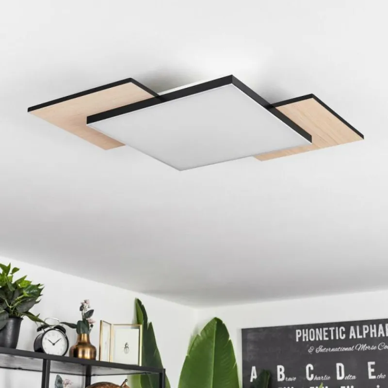 hofstein Plafonnier Barullu LED Bois clair, Noir, Blanc, 1 lumière