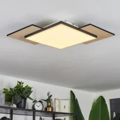 hofstein Plafonnier Barullu LED Bois clair, Noir, Blanc, 1 lumière