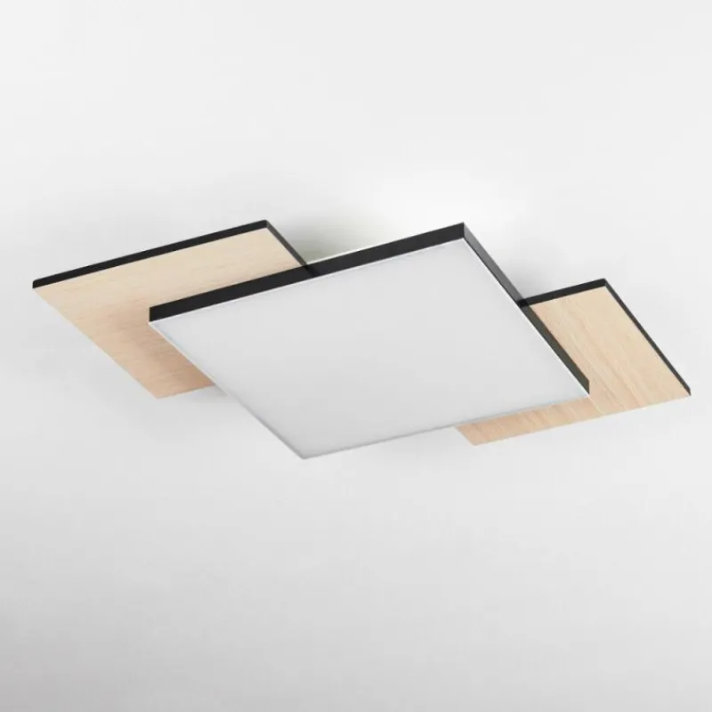 hofstein Plafonnier Barullu LED Bois clair, Noir, Blanc, 1 lumière