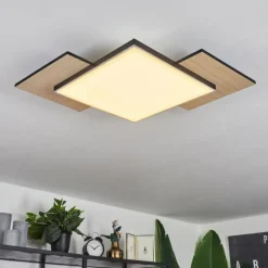 hofstein Plafonnier Barullu LED Bois clair, Noir, Blanc, 1 lumière