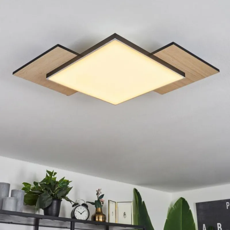 hofstein Plafonnier Barullu LED Bois clair, Noir, Blanc, 1 lumière