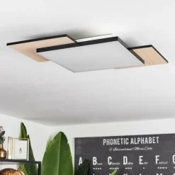 hofstein Plafonnier Barullu LED Bois clair, Noir, Blanc, 1 lumière
