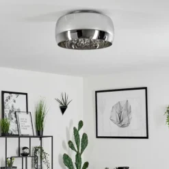 Suspension Verre Fumé-hofstein Plafonnier Belleguette Argenté, 3 lumières