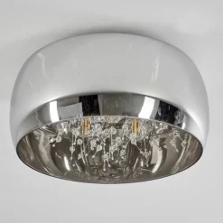 Suspension Verre Fumé-hofstein Plafonnier Belleguette Argenté, 3 lumières