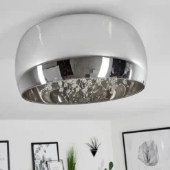 Suspension Verre Fumé-hofstein Plafonnier Belleguette Argenté, 3 lumières