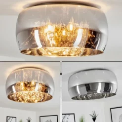 Suspension Verre Fumé-hofstein Plafonnier Belleguette Argenté, 5 lumières