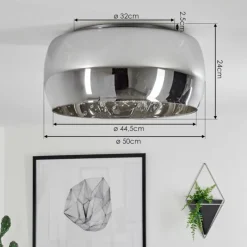 Suspension Verre Fumé-hofstein Plafonnier Belleguette Argenté, 5 lumières