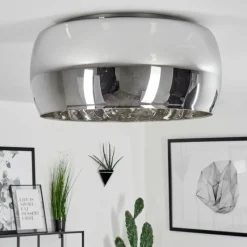 Suspension Verre Fumé-hofstein Plafonnier Belleguette Argenté, 5 lumières