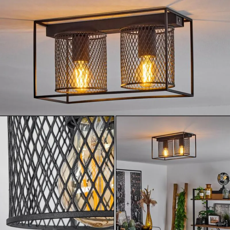 hofstein Plafonnier Bettaix Noir, 2 lumières