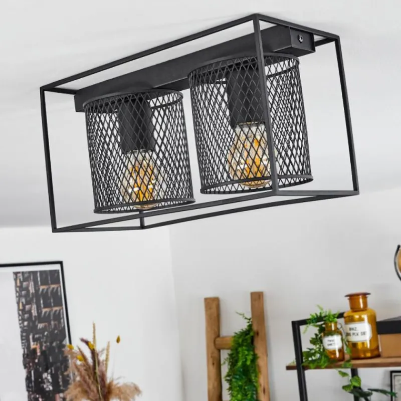 hofstein Plafonnier Bettaix Noir, 2 lumières
