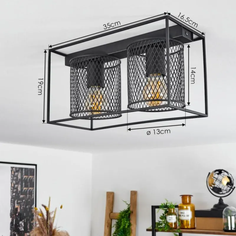 hofstein Plafonnier Bettaix Noir, 2 lumières